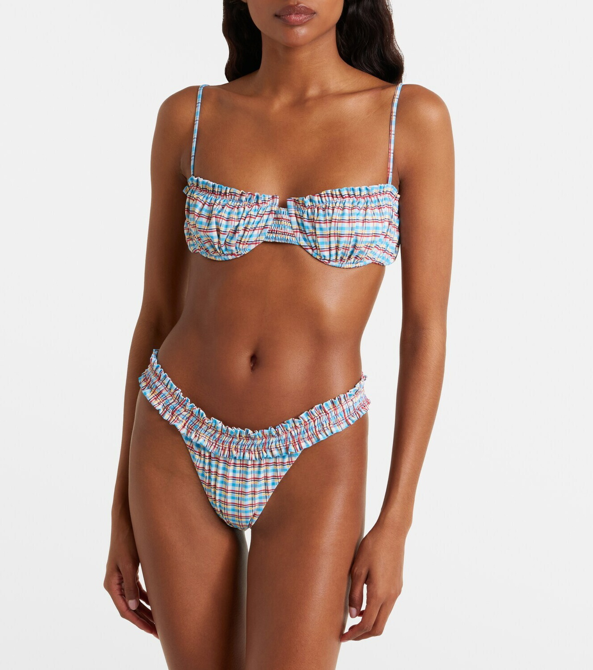 Faithfull Esterel checked bikini top
