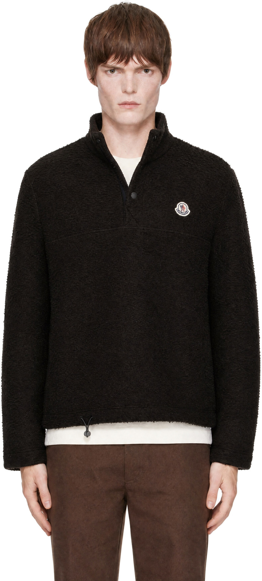 Moncler Brown Half-Button Wool Sweater