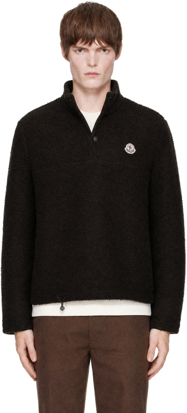 Photo: Moncler Brown Half-Button Wool Sweater