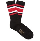 Wacko Maria - Striped Ribbed Cotton-Blend Socks - Black