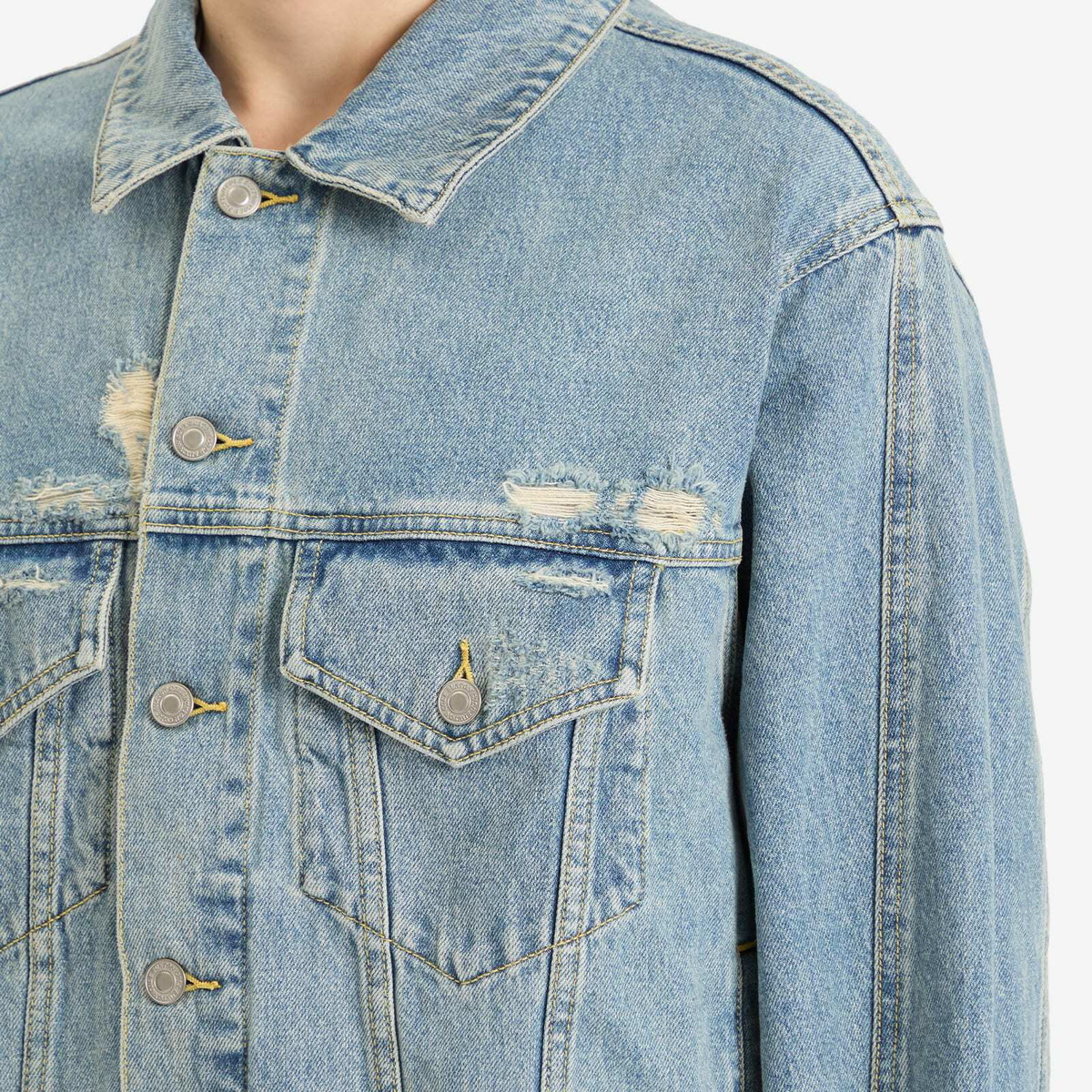Cole Buxton Men's Washed Denim Jacket in Blue