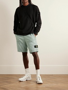 Stone Island - Straight-Leg Logo-Appliqued Twill-Trimmed Cotton-Blend Jersey Shorts - Green