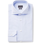 Ermenegildo Zegna - Light-Blue Trofeo Slim-Fit Cutaway-Collar Checked Cotton-Poplin Shirt - Men - Light blue