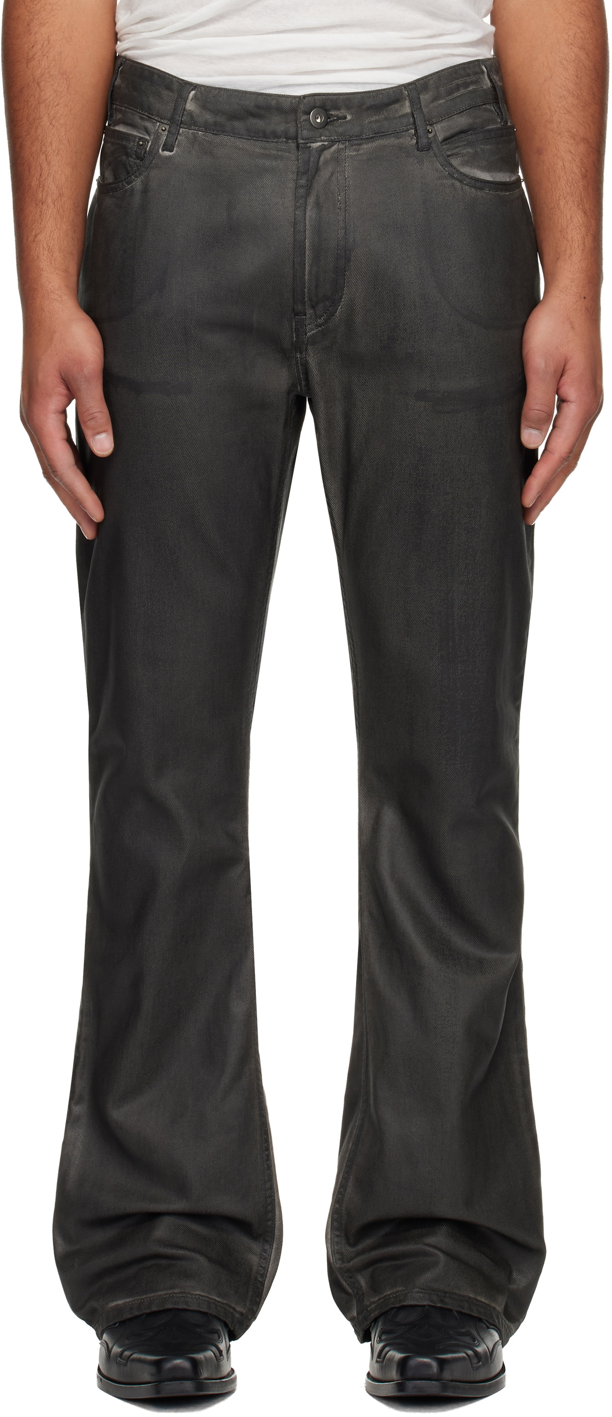 パンツ DET BLEV SENT Wax Coating Jorts Det Blev Sent Gray Garment-Dyed Waxed Jeans