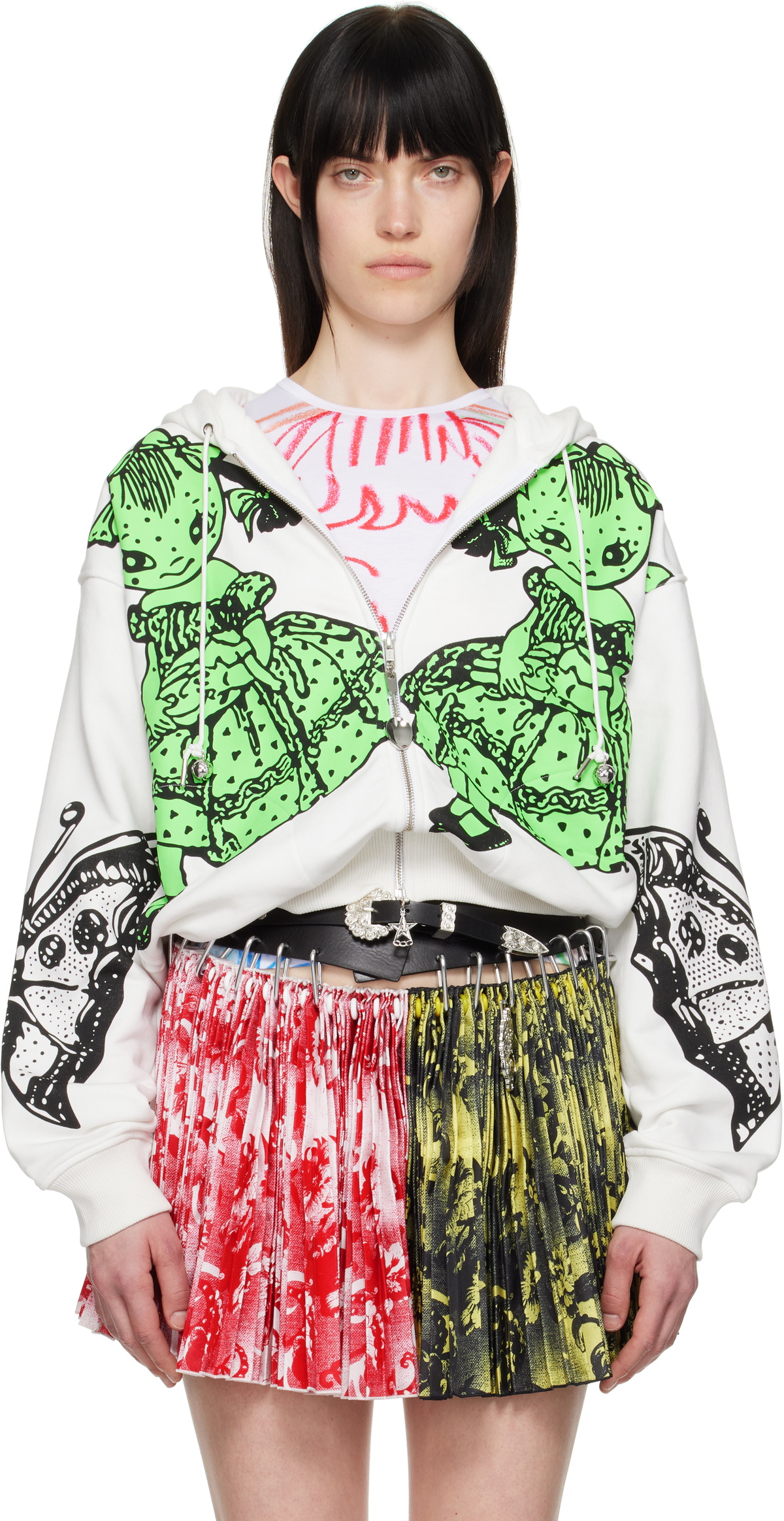chopova lowena カエルトップス Chopova Lowena White Double Dotty Zip Hoodie Chopova Lowena