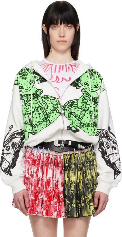Photo: Chopova Lowena White Double Dotty Zip Hoodie