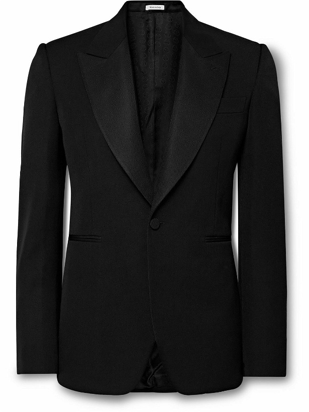 Photo: Alexander McQueen - Slim-Fit Silk Faille-Trimmed Wool Blazer - Black