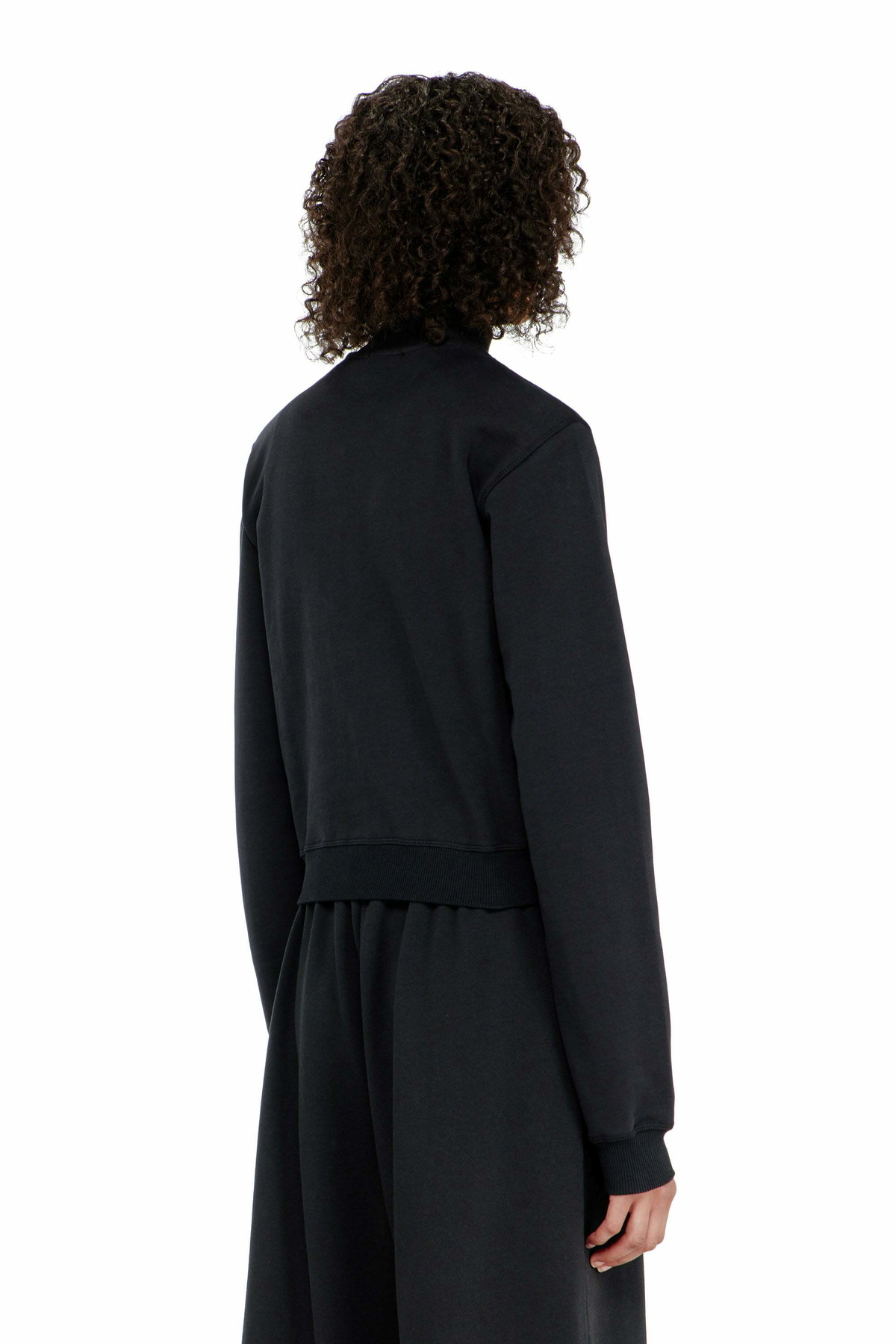 Diesel Zipped sweatshirt with silver Oval D - Sweaters Womens in Black