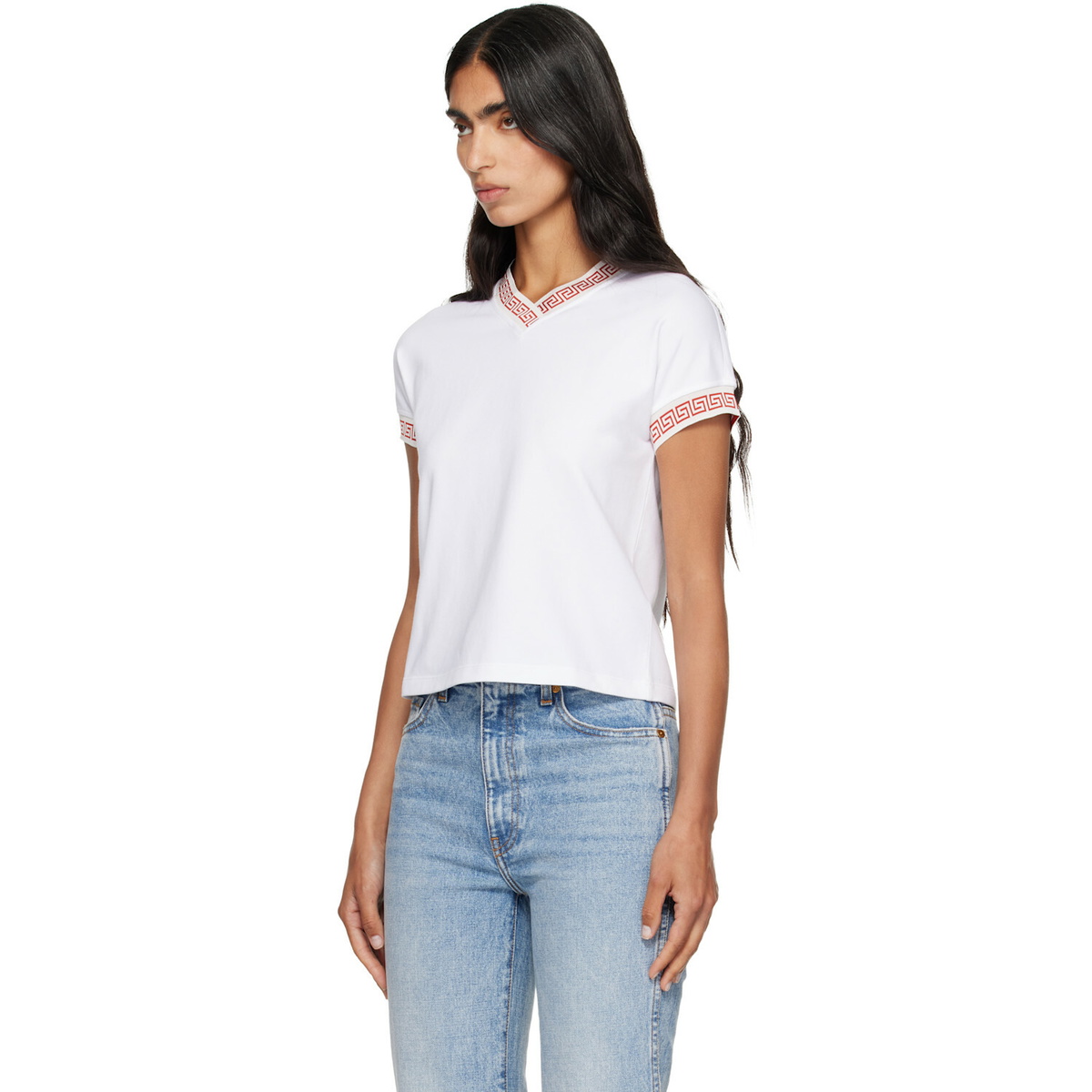 Versace White Jacquard Stretch Cotton-Jersey T-shirt
