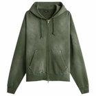 BEAMS Men's Fade Rivet Zip Hoodie in Fade Green