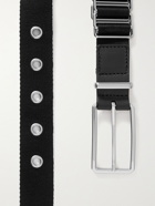 Bottega Veneta - 2.5cm Leather, Webbing and Silver-Tone Belt - Black