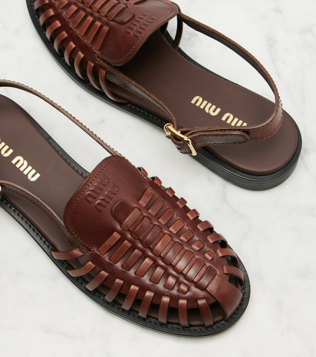 Miu Miu Leather slingback fisherman sandals