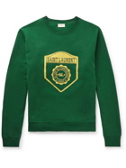 SAINT LAURENT - Logo-Flocked Cotton-Jersey Sweatshirt - Green