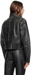 Helmut Lang Black Faded Leather Jacket