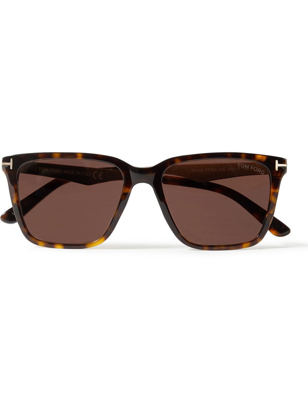 Photo: TOM FORD - Square-Frame Tortoiseshell Acetate and Silver-Tone Sunglasses