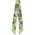 Versace Green Printed Silk Twill Ribbon Scarf