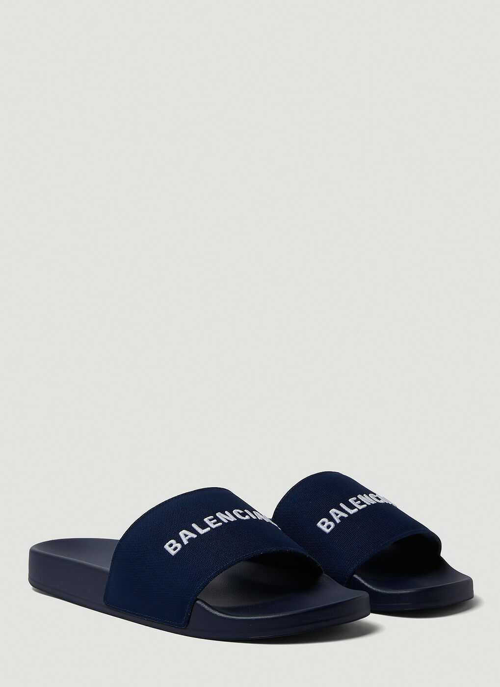 Logo Embroidery Pool Slides in Blue Balenciaga