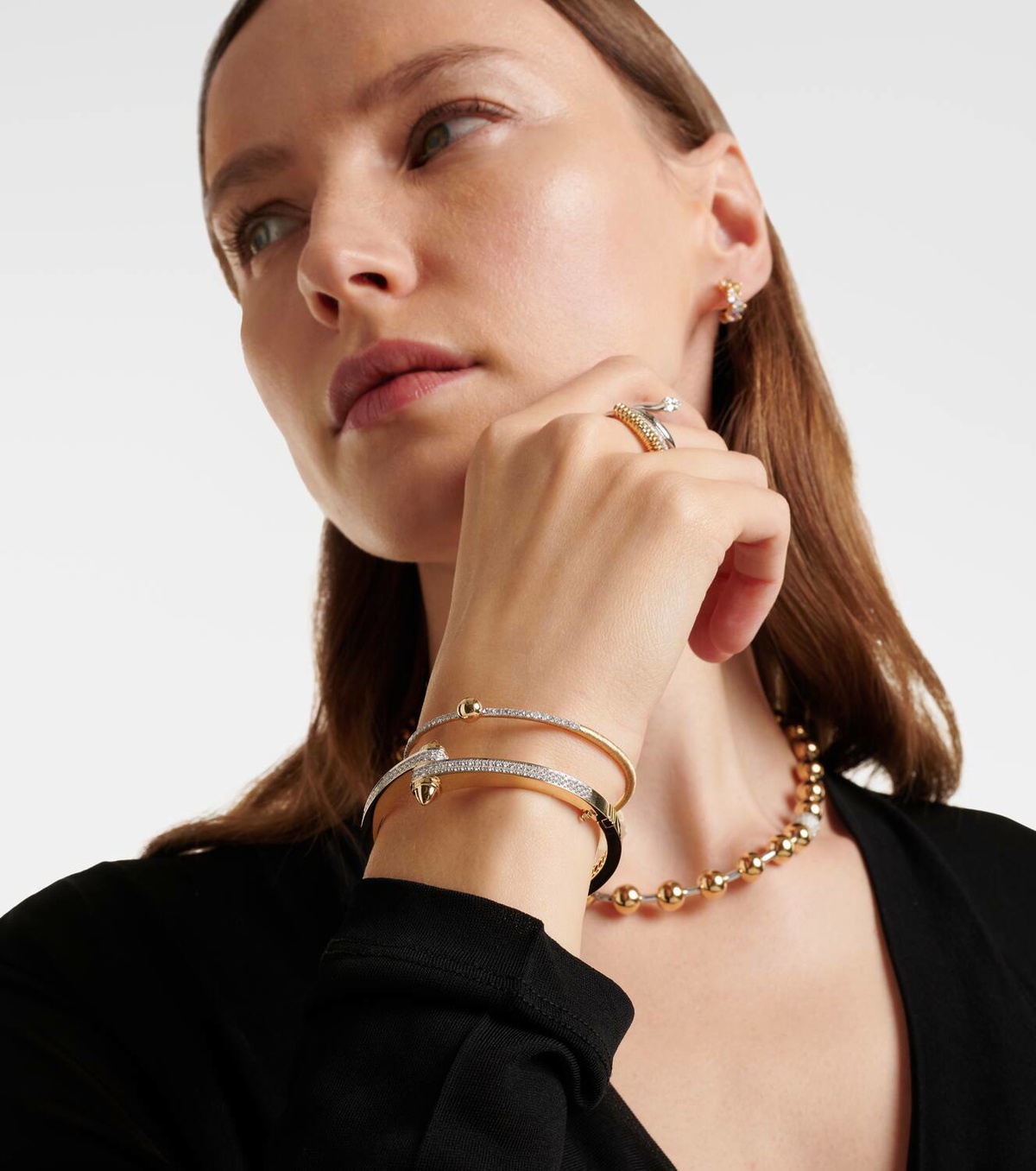 Rainbow K Storm 14kt gold bangle with diamonds