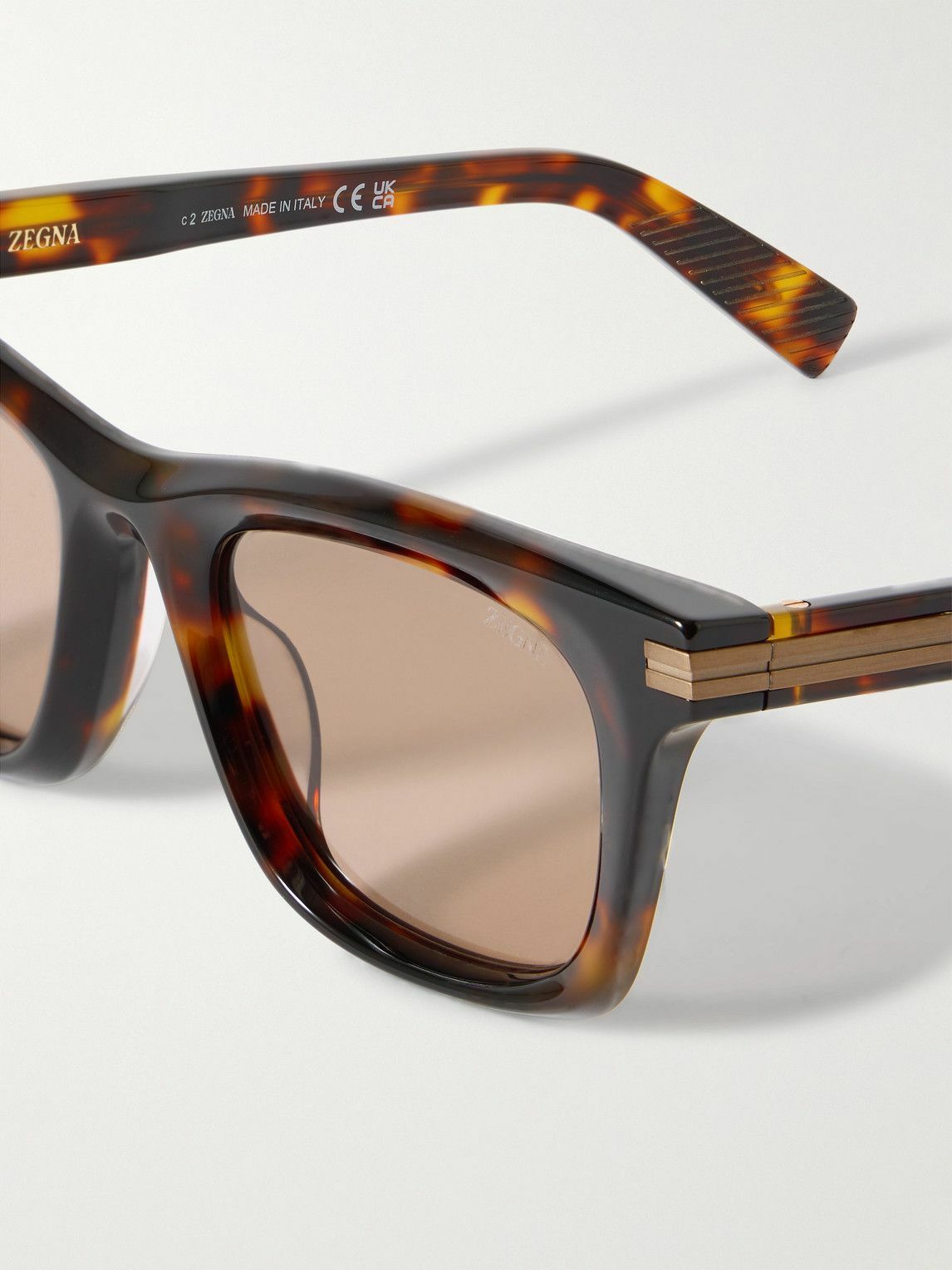 Zegna - Square-Frame Tortoiseshell Acetate Sunglasses Zegna display picture 1