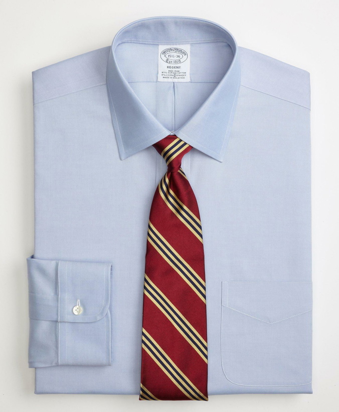 Photo: Brooks Brothers Men's Stretch Regent Regular-Fit Dress Shirt, Non-Iron Pinpoint Spread Collar | Blue