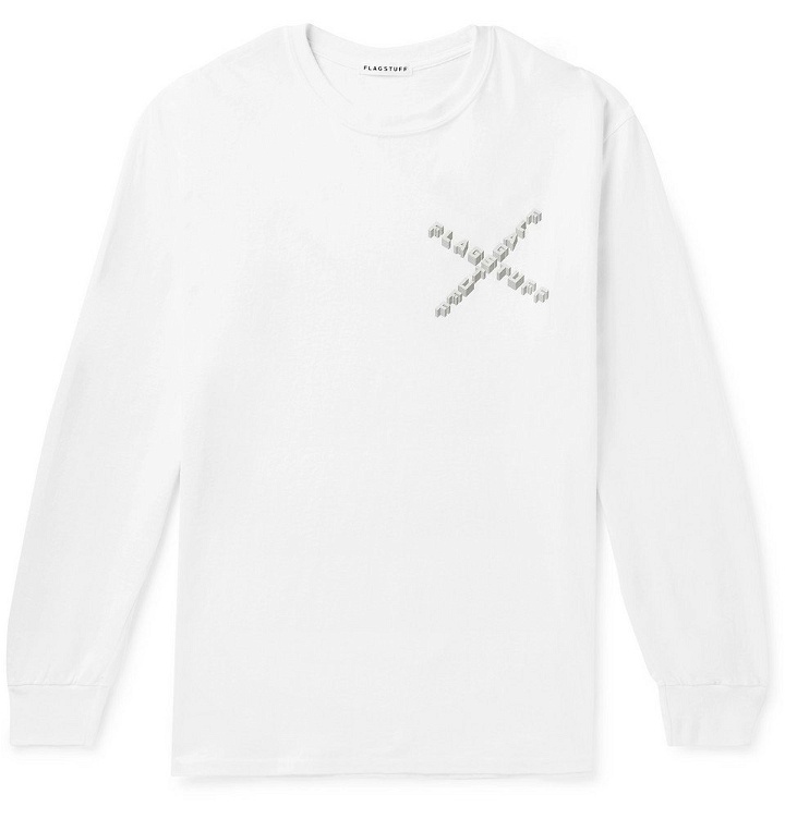 Photo: Flagstuff - Printed Cotton-Jersey T-Shirt - White