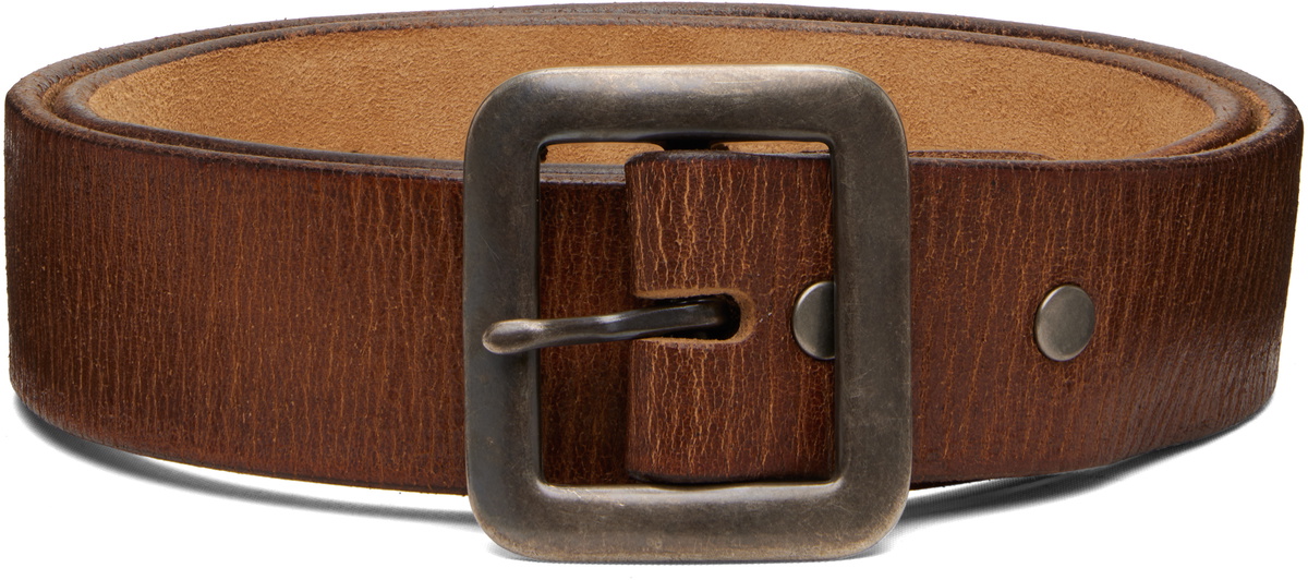 RRL Black Hand-Burnished Leather Belt RRL