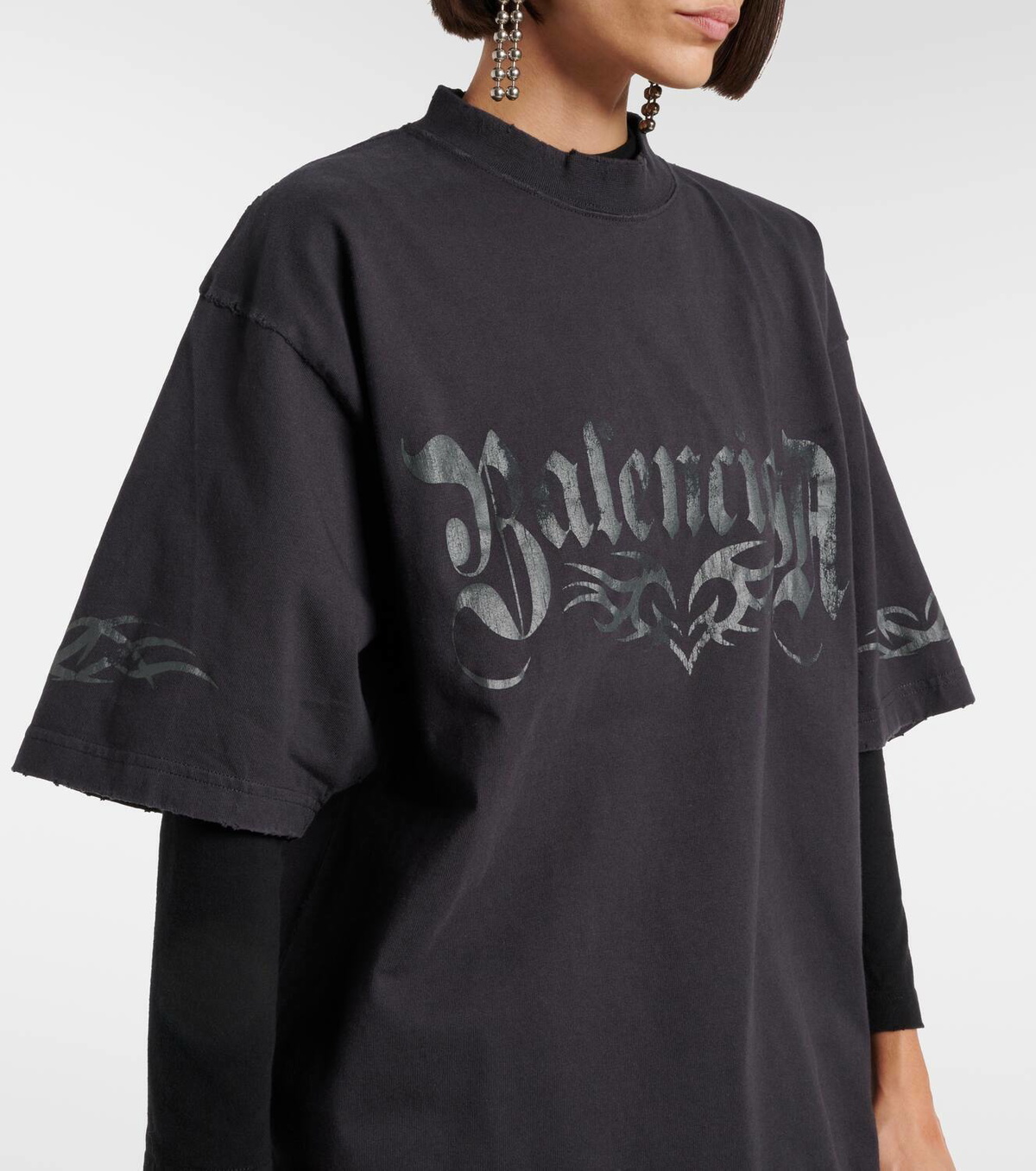 【BALENCIAGA】cotton jersey oversized T-shirt【ランク:AB】 Oversized cotton jersey T-shirt in black - Balenciaga