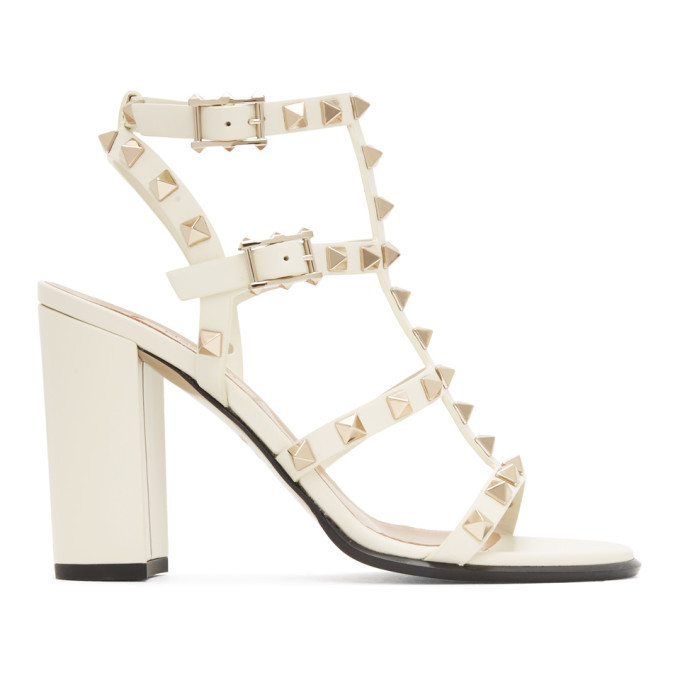 Valentino White Valentino Garavani Rockstud Caged Sandals Valentino ...