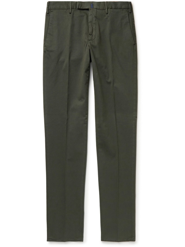 Photo: Incotex - Slim-Fit Stretch Cotton and Lyocell-Blend Twill Trousers - Green