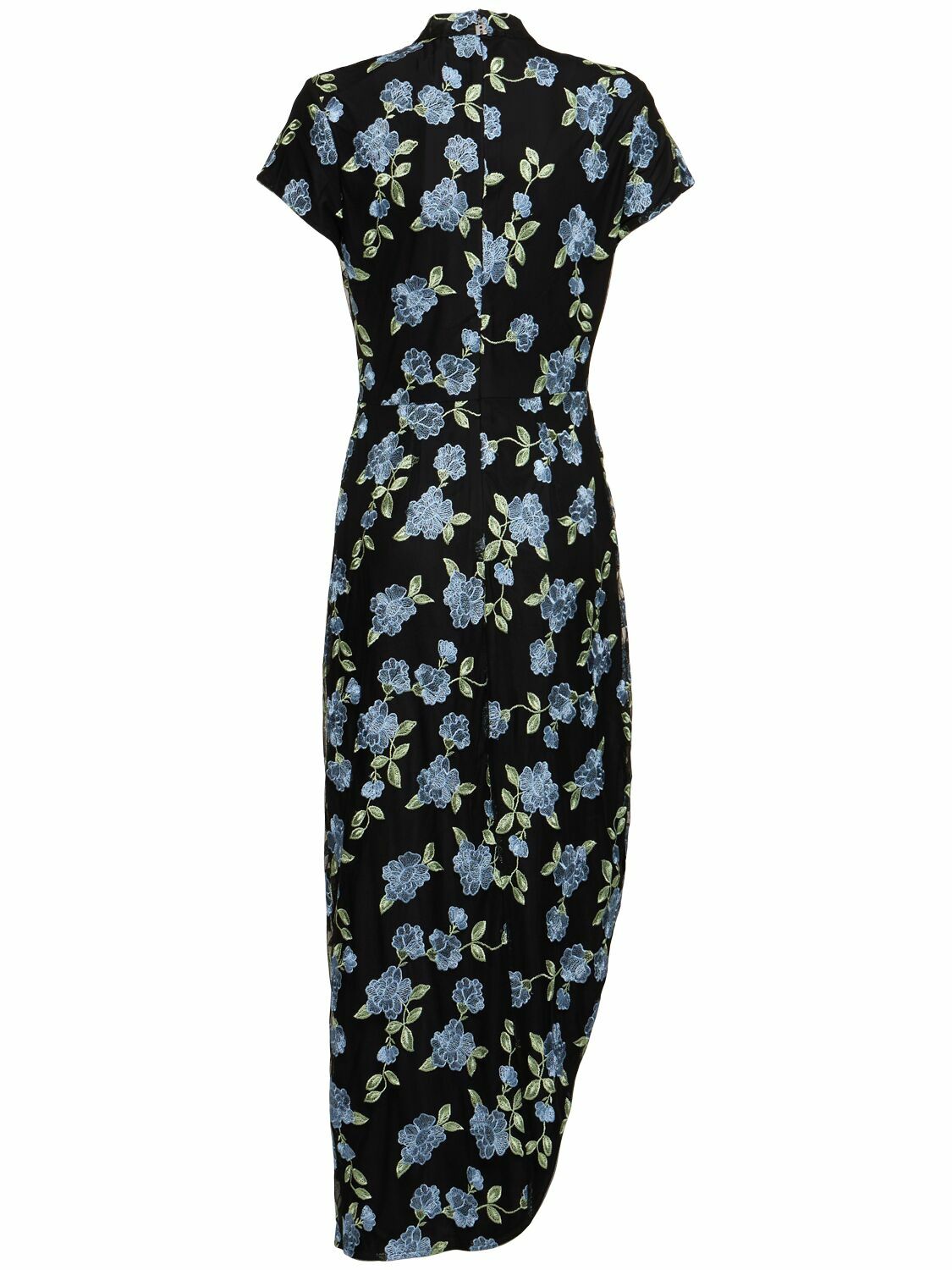 rotate birger christensen asymmetric appliqu midi dress ROTATE BIRGER CHRISTENSEN Asymmetric Floral Midi Dress in Red