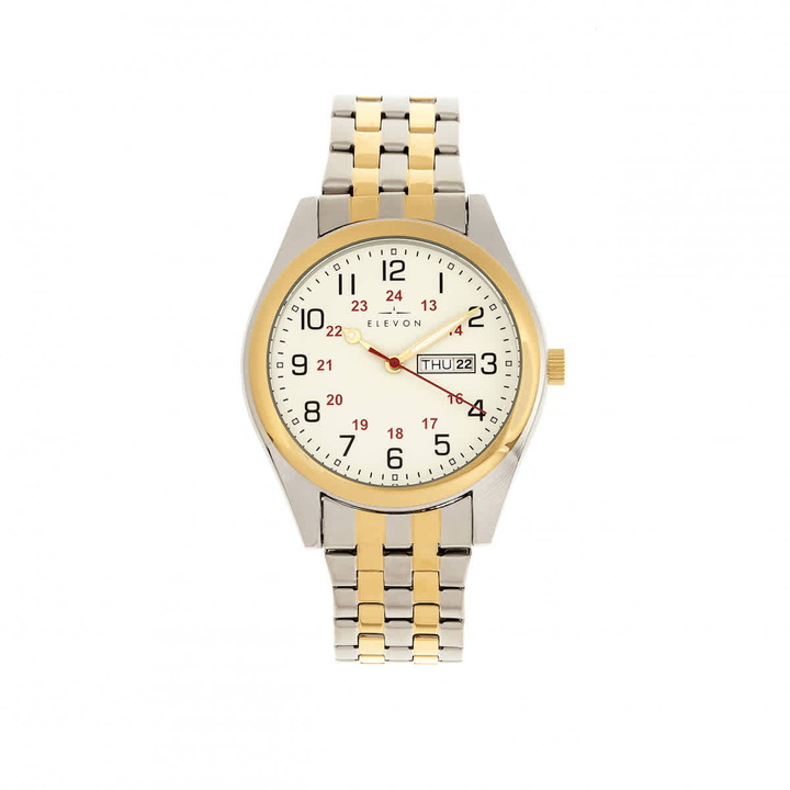 Photo: Elevon Gann White Dial Two-tone Mens Watch ELE106-4