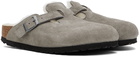 Birkenstock Gray Narrow Boston Shearling Loafers