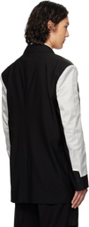 Feng Chen Wang Black Deconstruction Patchwork Blazer