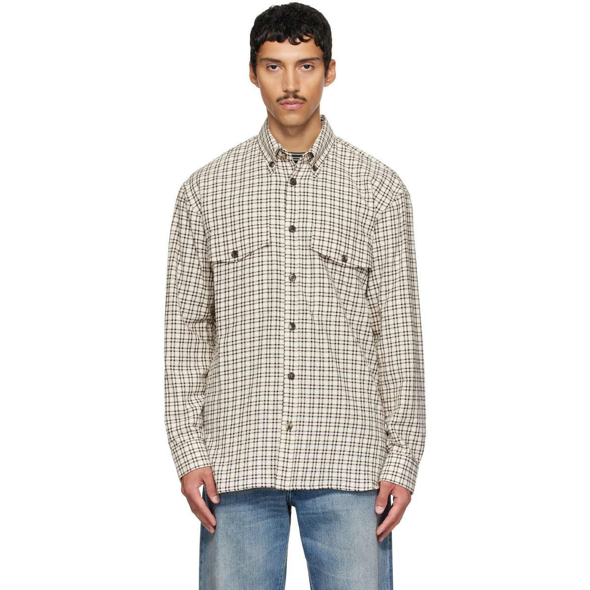 Dries Van Noten Off-White Loose Flannel Shirt