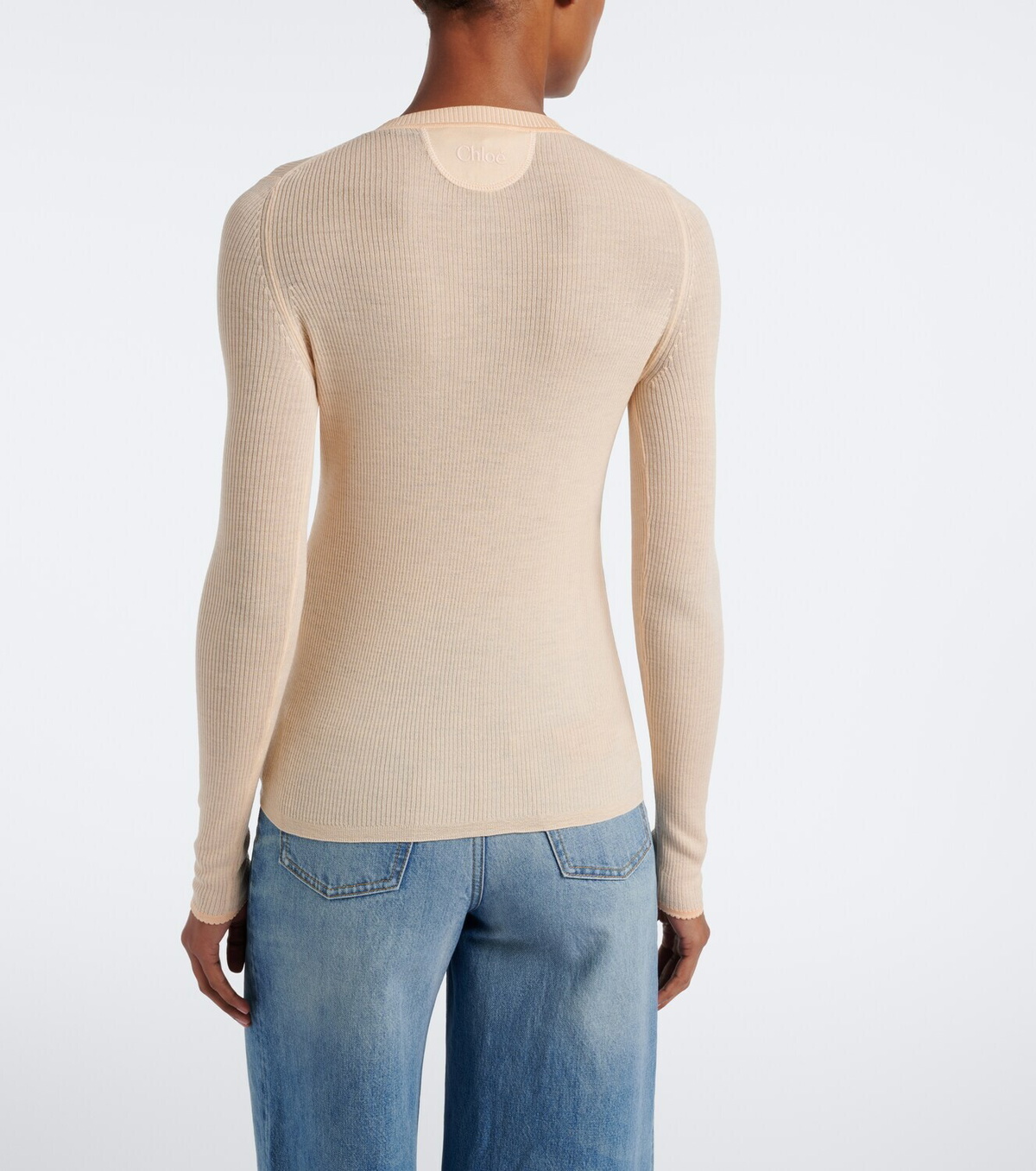 Chloé Ribbed-knit silk-trimmed wool Henley shirt