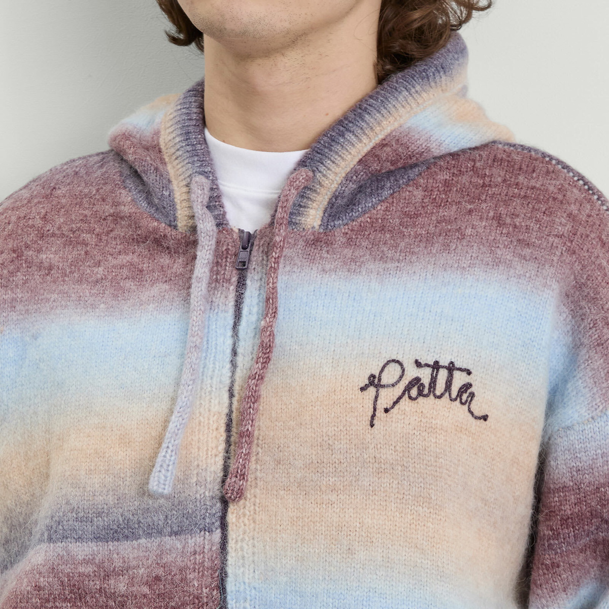 Patta Men's Space Dye Knitted Hoodie in Beige