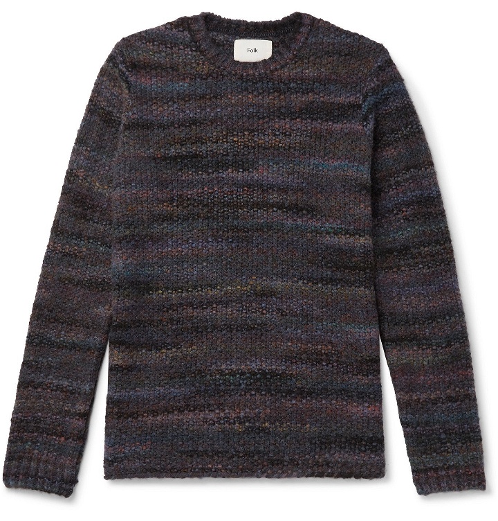 Photo: Folk - Slim-Fit Knitted Sweater - Blue