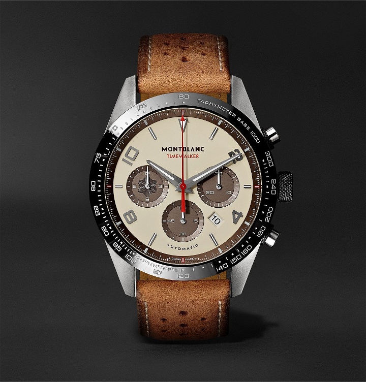 Photo: Montblanc - TimeWalker Limited Edition Automatic Chronograph 43mm Stainless Steel, Ceramic and Leather Watch, Ref. No. 118491 - Brown