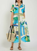 Tory Burch Printed Silk and Cotton-blend Midi Shirt Dress Multicoloured