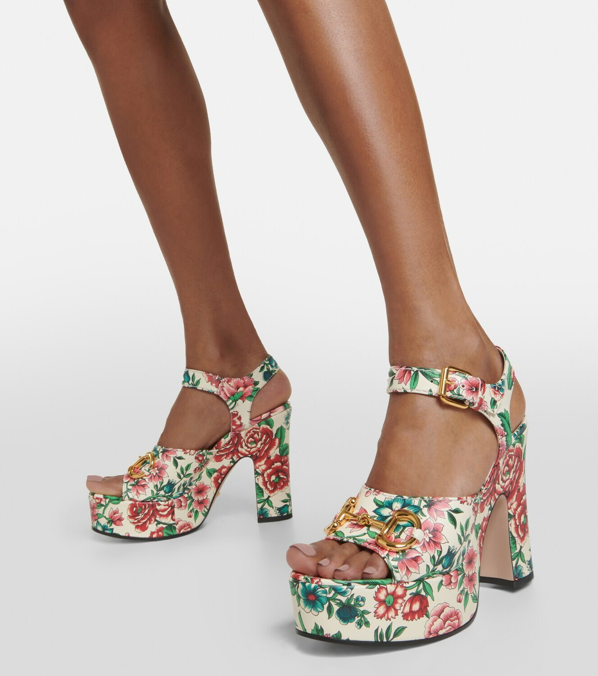 Gucci Horsebit Flora leather platform sandals Gucci