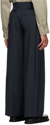 LOW CLASSIC Navy Belt Loop Point Trousers
