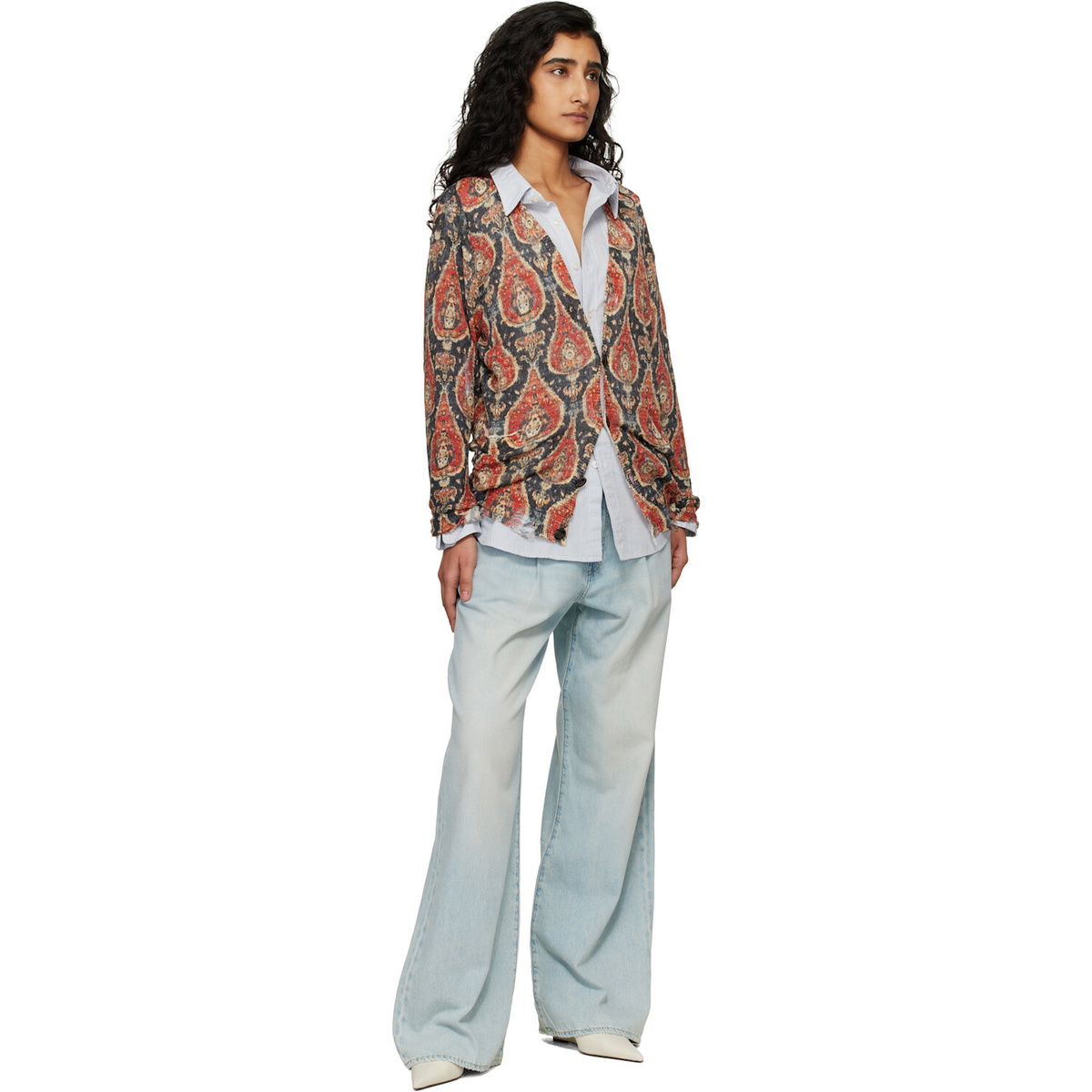 R13 Red Printed Boyfriend Cardigan