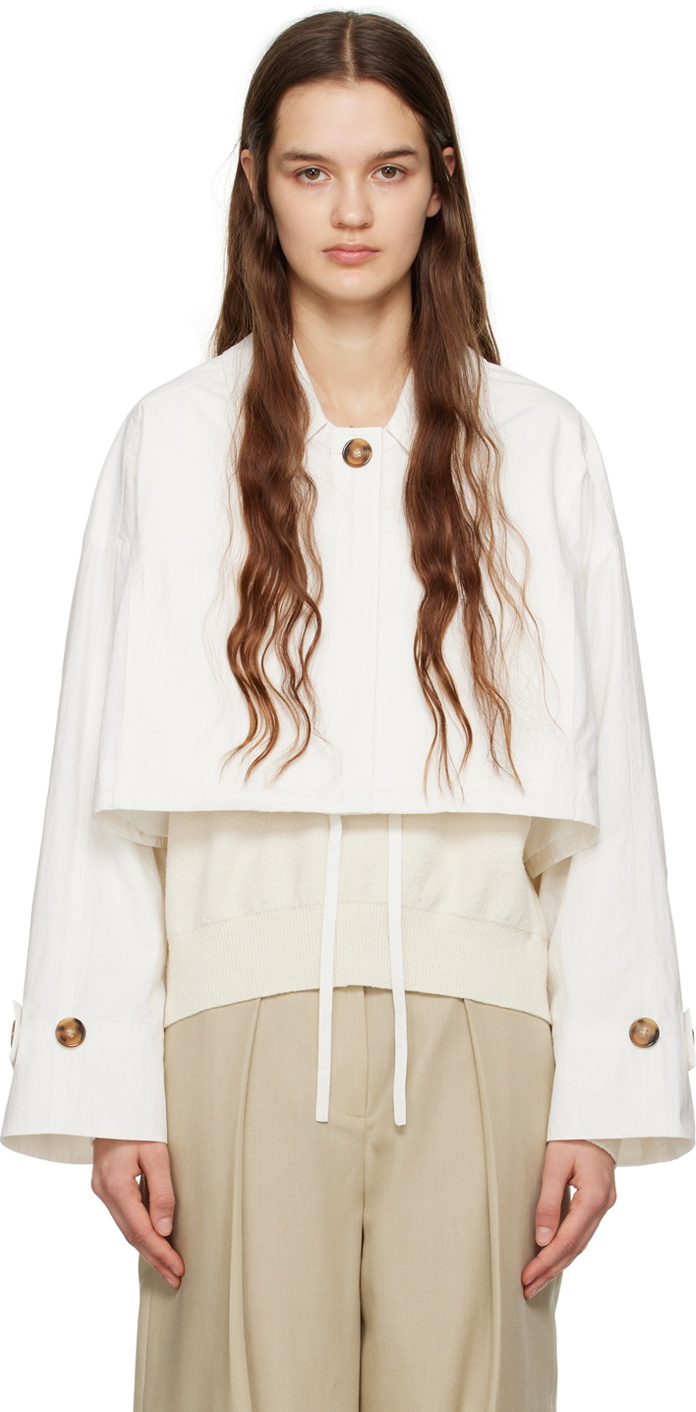 J KOO White Crinkled Jacket