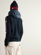 Moncler - Logo-Appliquéd Virgin Wool and Quilted Shell Down Cardigan - Blue