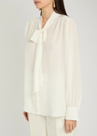 Alice + Olivia Thayer Neck tie Georgette Blouse White
