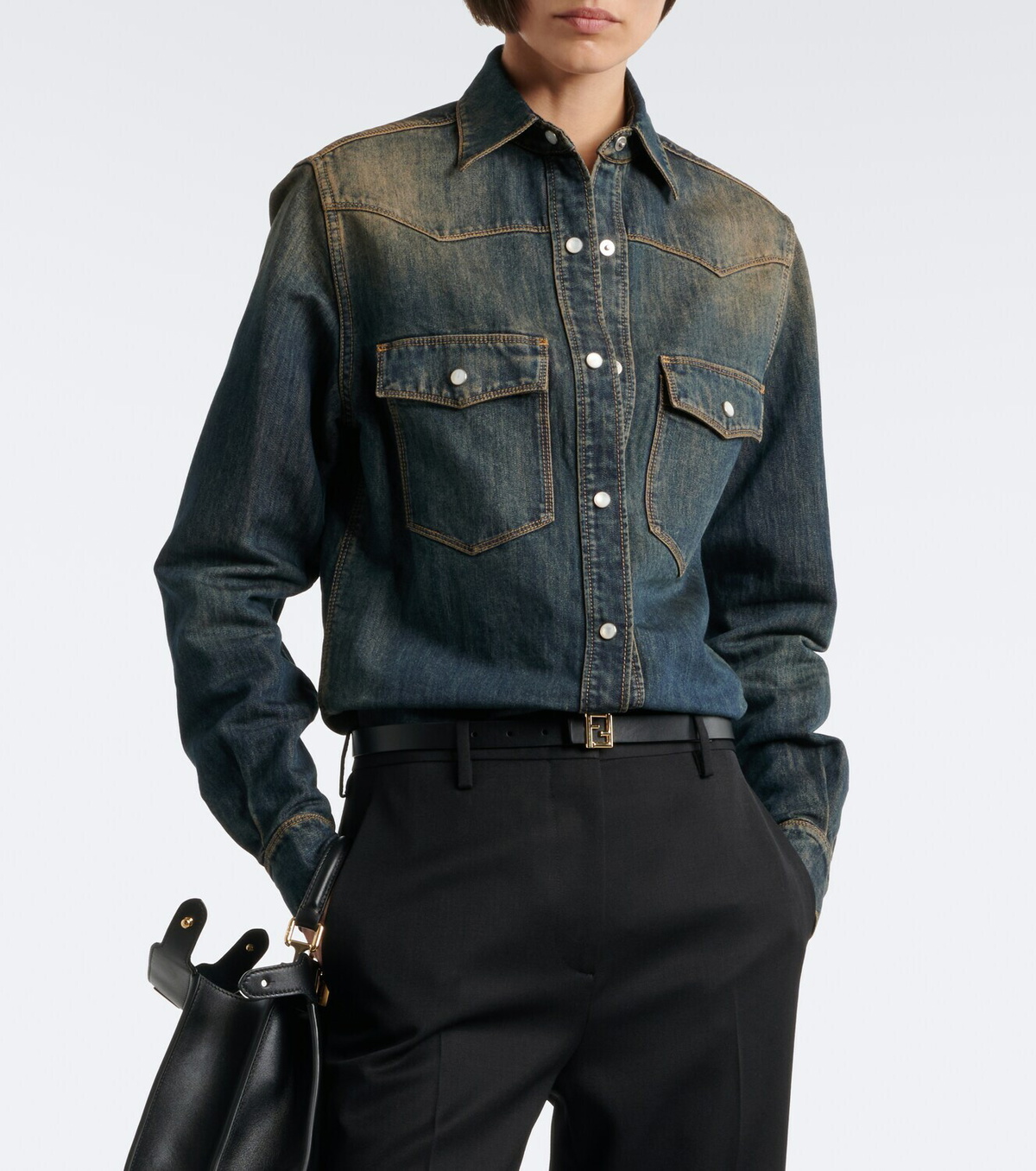Fendi Cotton-blend denim shirt