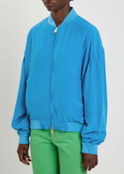 Versace Silk-poplin Bomber Jacket Blue
