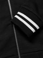 Moncler - Striped Logo-Appliquéd Cotton-Jersey Zip-Up Hoodie - Black