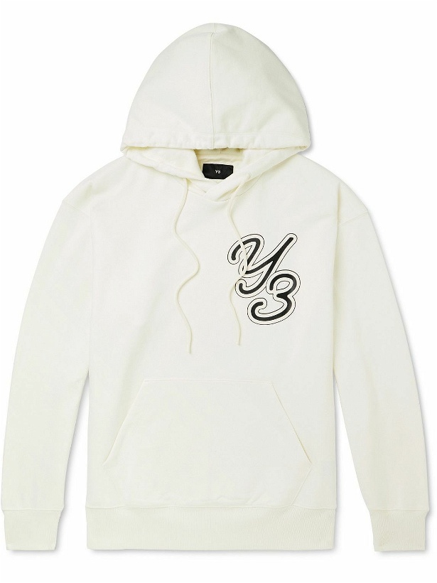 Photo: Y-3 - Logo-Print Organic Cotton-Jersey Hoodie - White