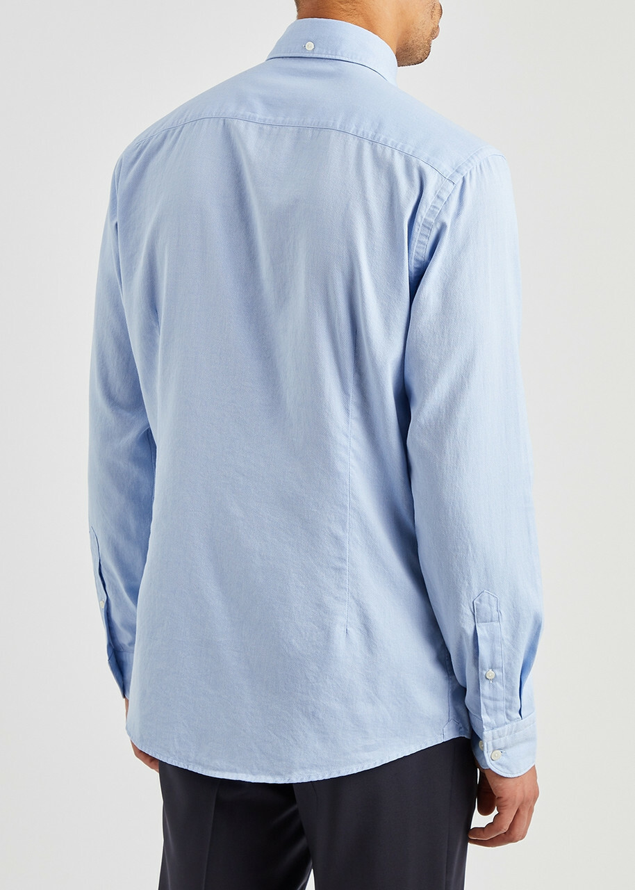 Eton Blue Piqué Cotton Oxford Shirt